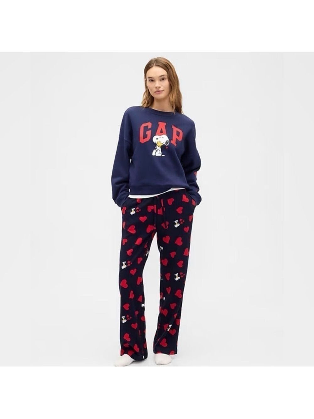 Gap Novelty Snoopy Peanuts Oversized Wedge Gap Logo Sweatshirt Love NWOT XL - Picture 3 of 5